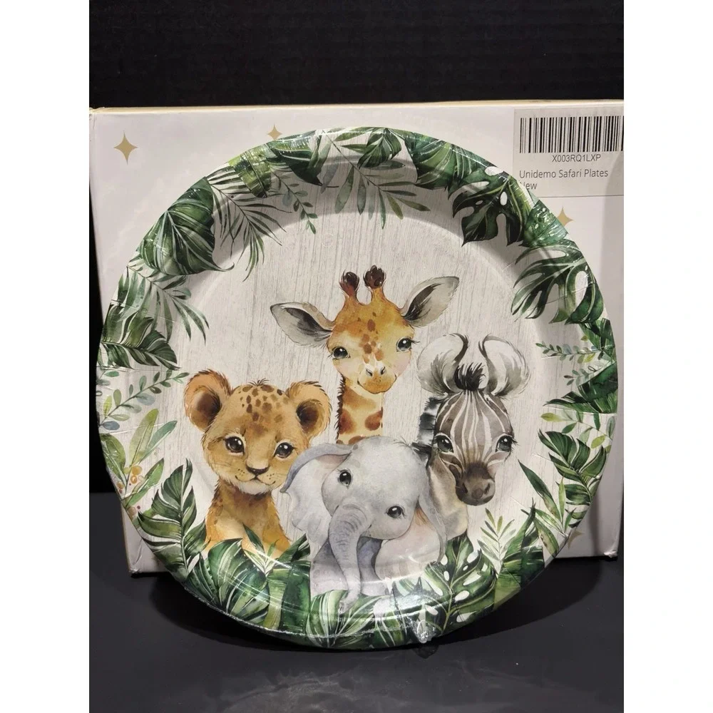 144 Piece Jungle Theme Disposable Dinnerware Set Party Baby Shower Birthday